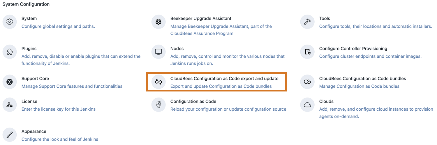 CloudBees Configuration as Code export and update