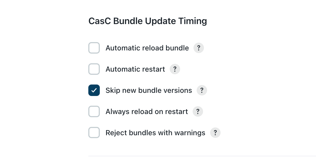 Figure 6. Configure skip new bundle versions Configure skip new bundle versions