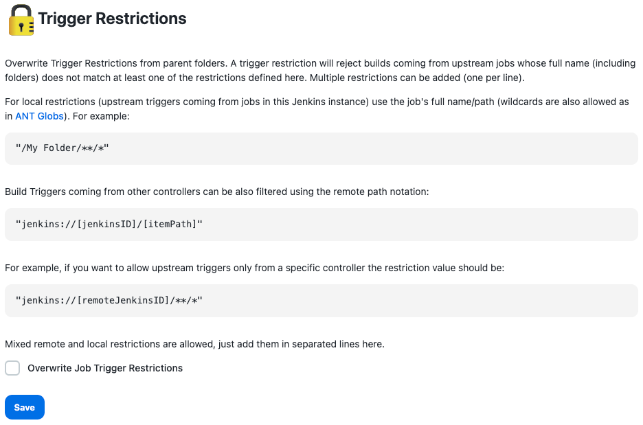 trigger restrictions interface