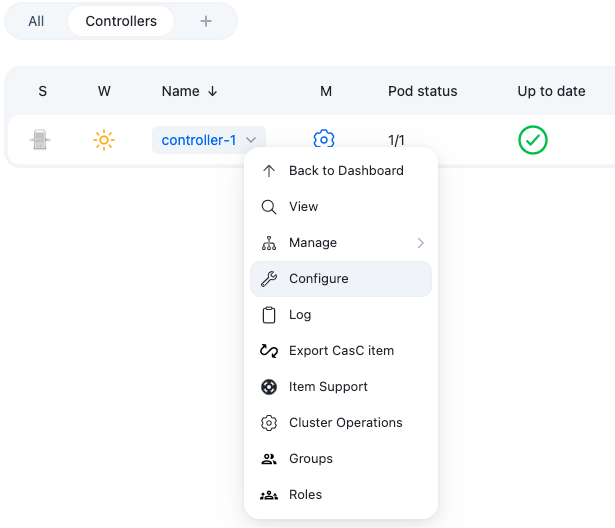 Controller dropdown menu