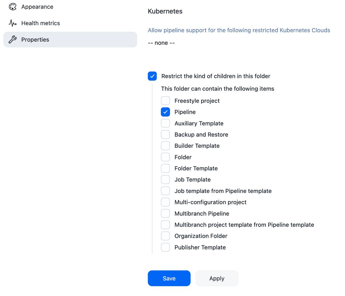 Restrict folder to Pipeline jobs