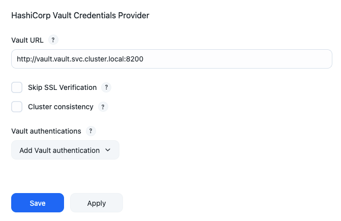 Configure HashiCorp Vault Credential Providers