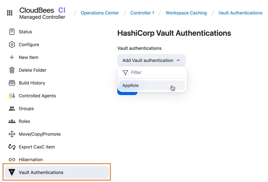 Vault Authentications Folder Property