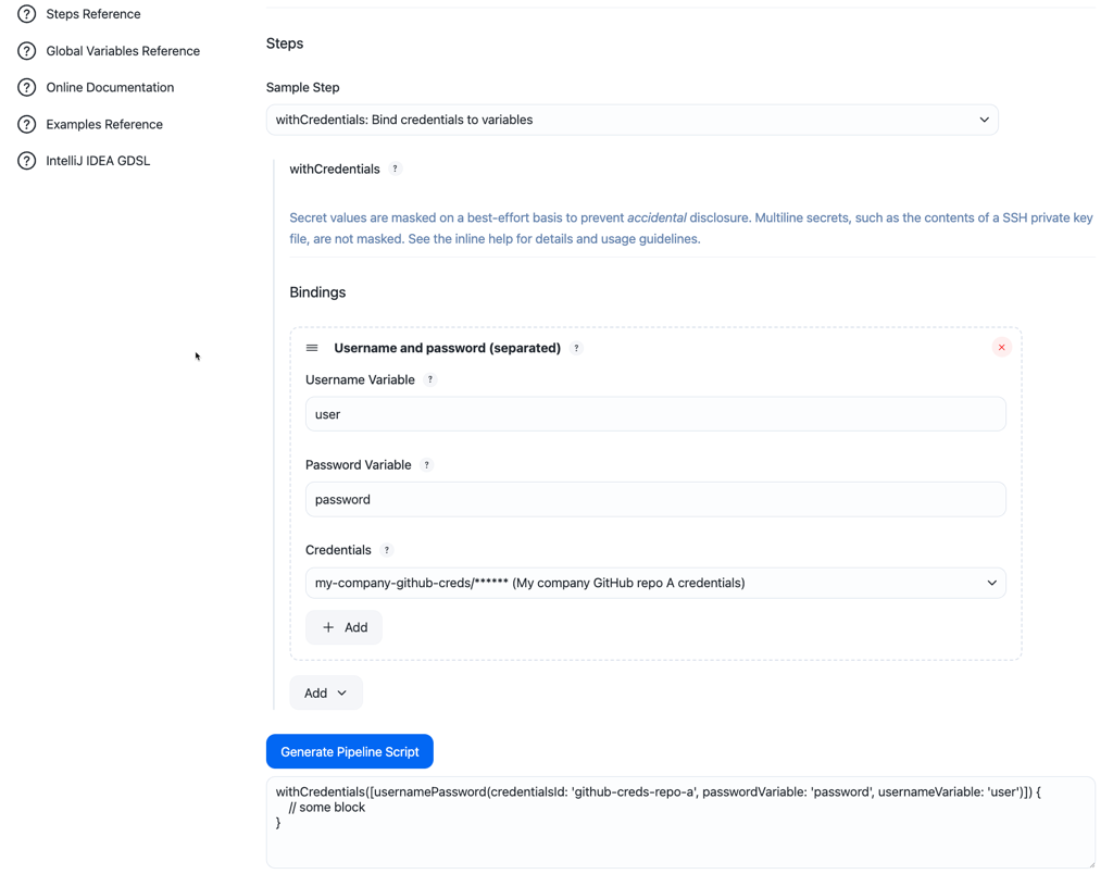 Generated pipeline syntax