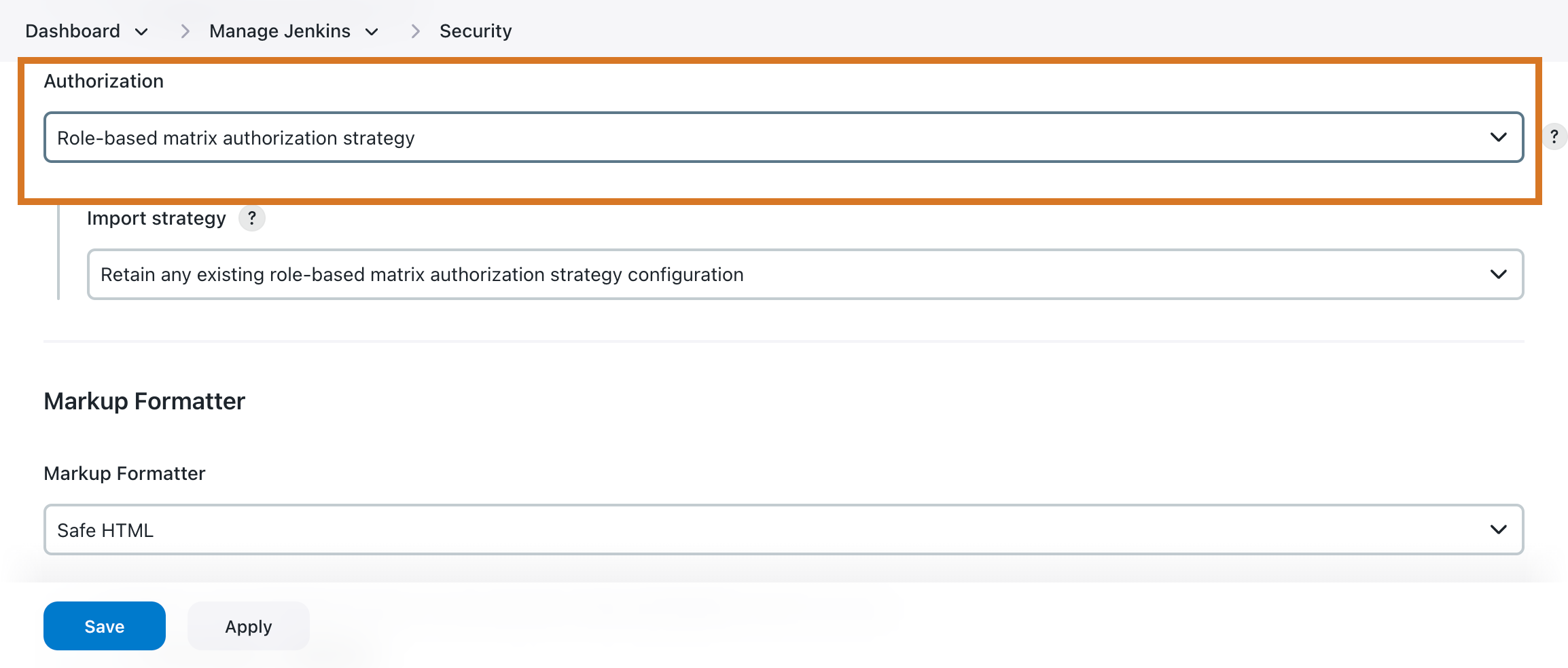 Figure 1. Enabling the Role-Based Access Control authorization strategy