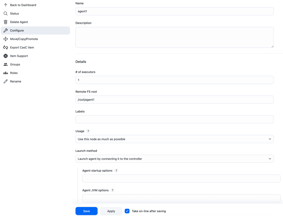 Configure an online shared agent