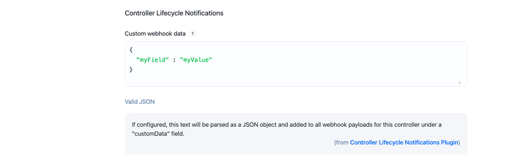 Add custom webhook data in the controller configuration page