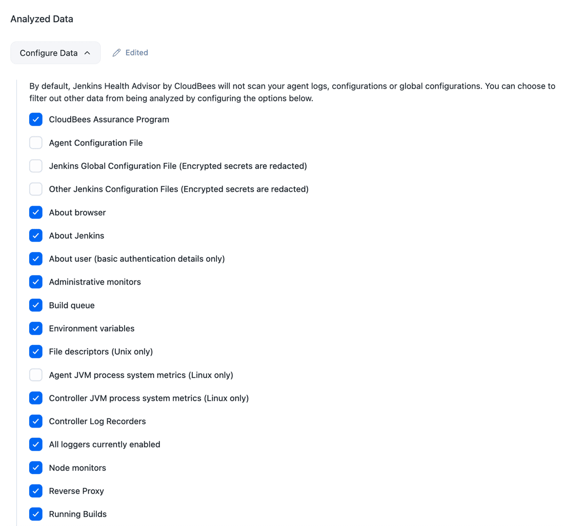 Configure analyzed data