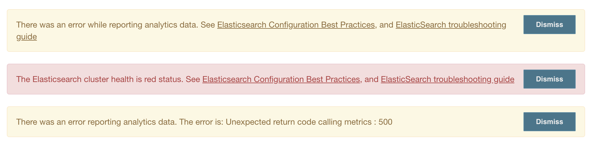 Red status message for Elasticsearch in CloudBees CI.