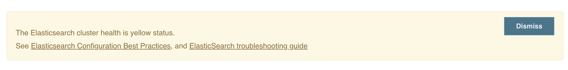 Yellow status message for Elasticsearch in CloudBees CI.