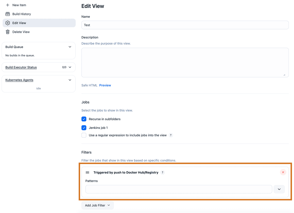 Figure 5. Job filter in the list view configuration Job filter in the list view