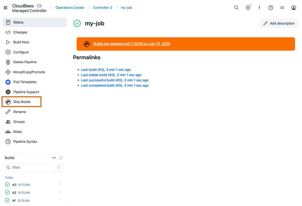 Figure 1. The main job screen when a skip has been applied Main job screen