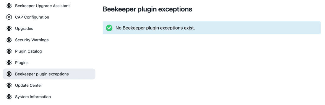 Beekeeper plugin exceptions