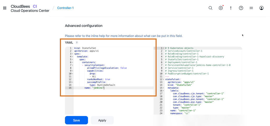 configure YAML field