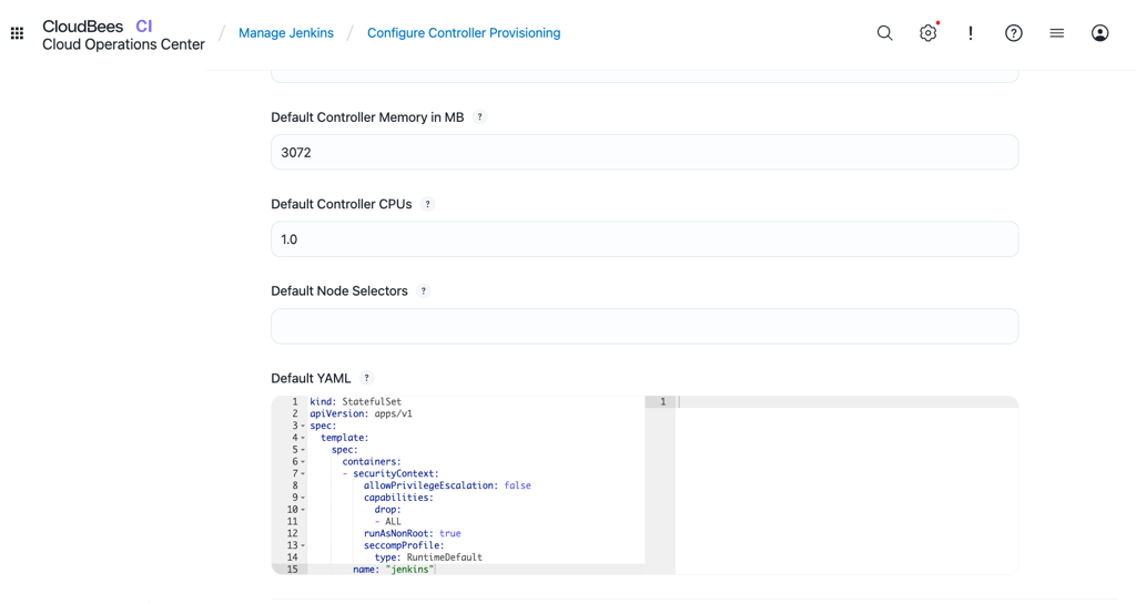 Configure default yaml