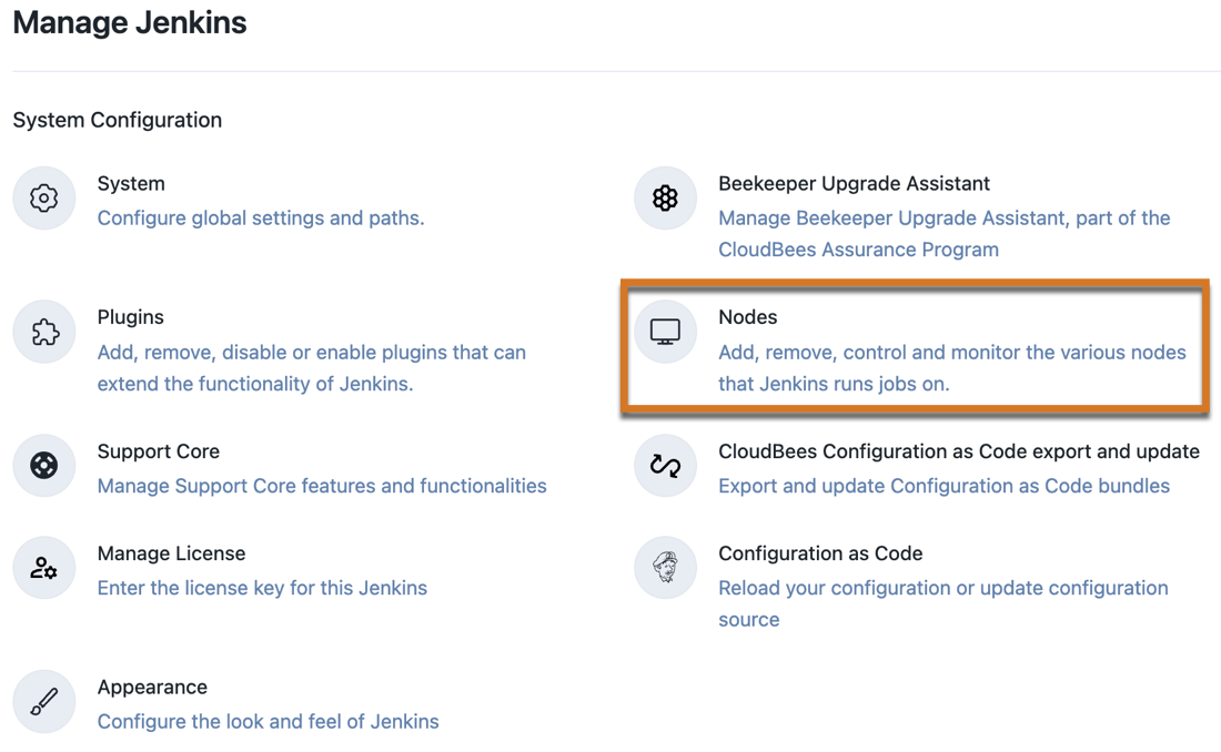 Manage nodes