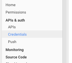 Google Cloud Platform Credentials View