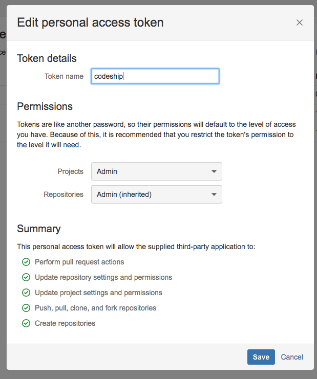 Bitbucket Server Access Scopes