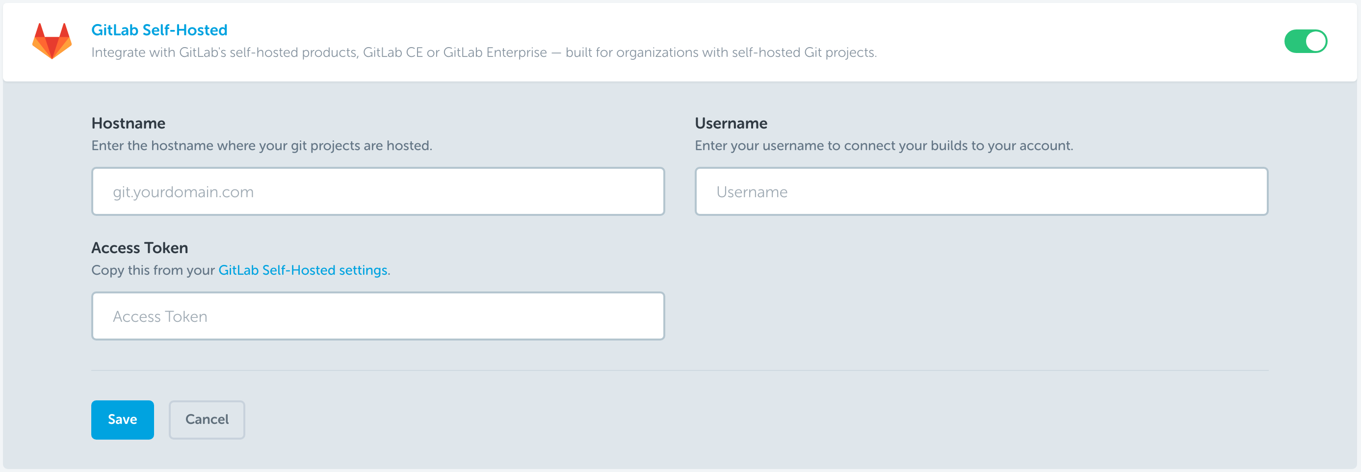 self-hosted scm option folded out