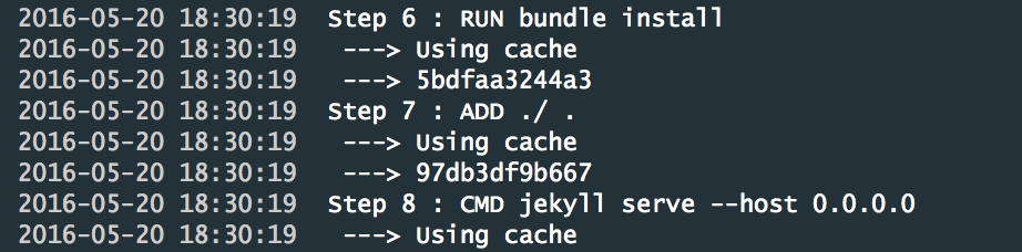 Caching working log output.