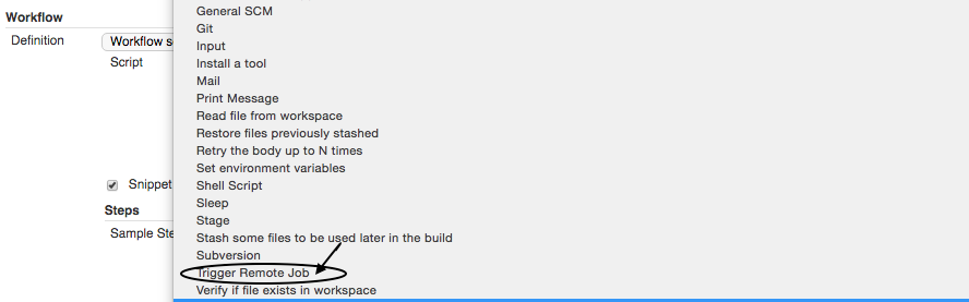 remote trigger job workflow step