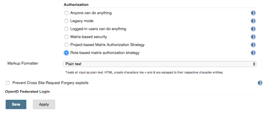Figure 1. Enabling the Role-Based Access Control authorization strategy