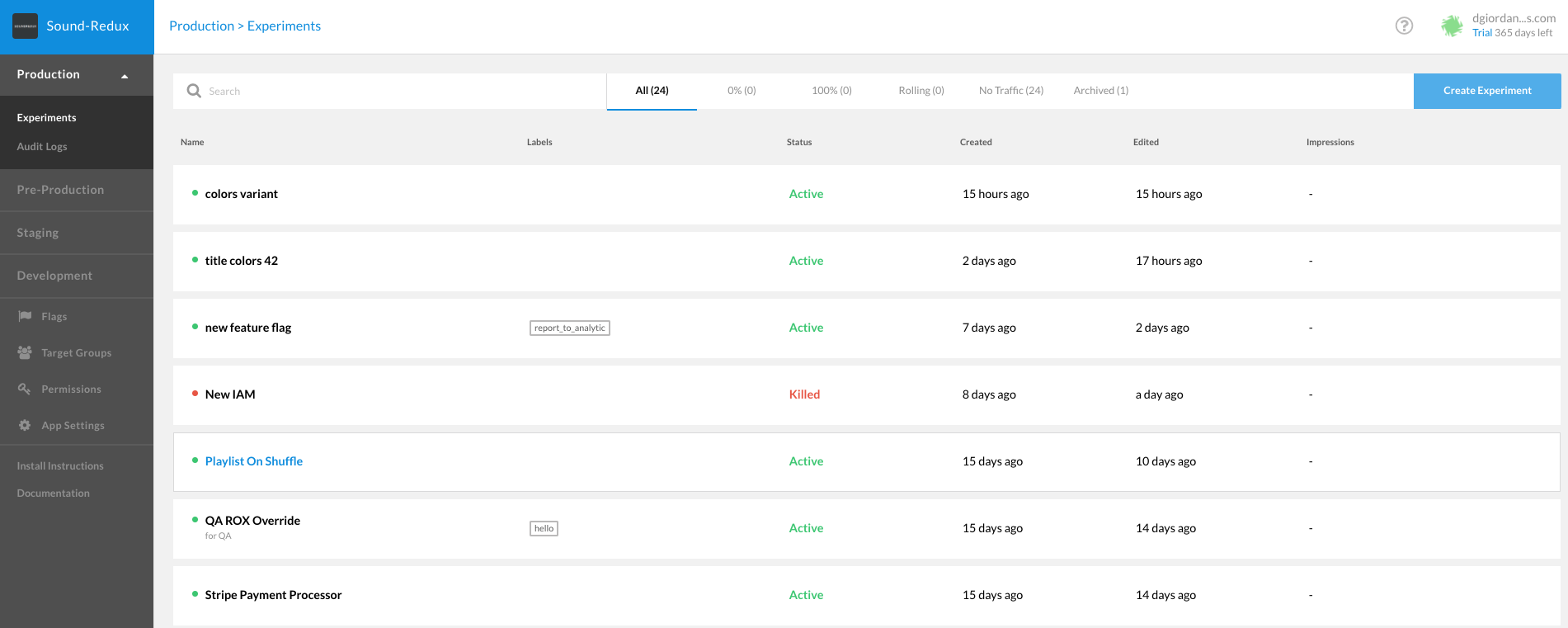 Experiment Dashboard