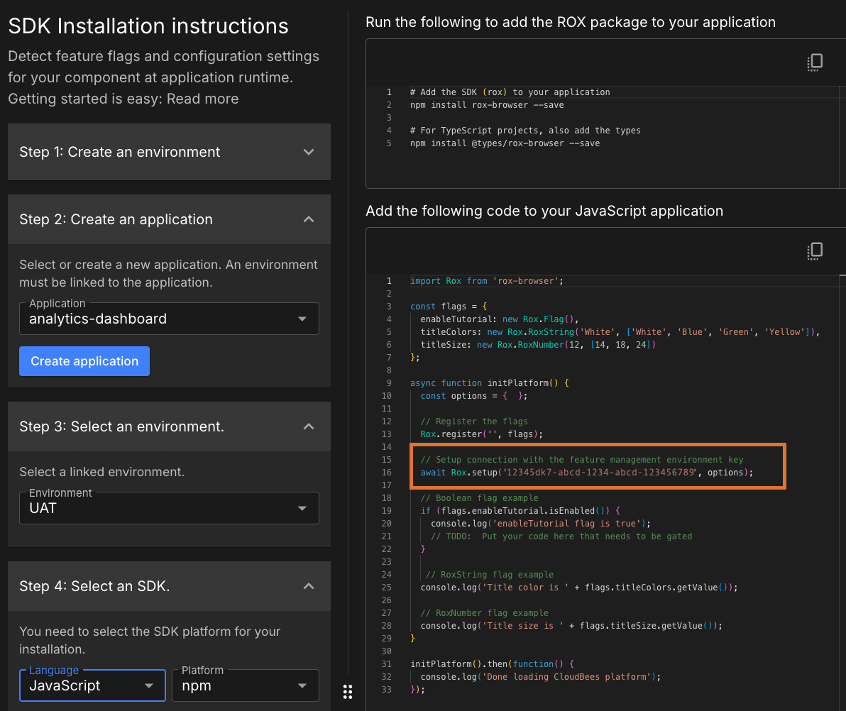 Figure 1. SDK key shown during Java SDK installation SDK key