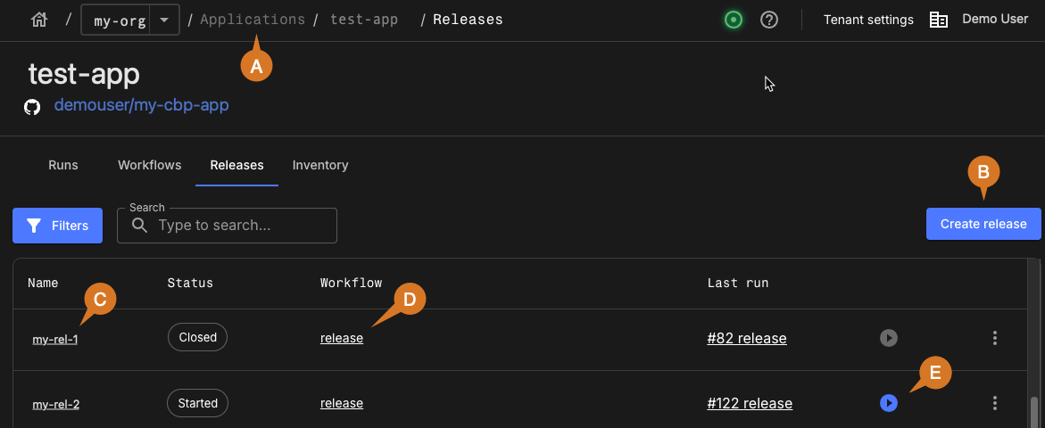 Application release list