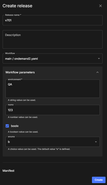 Figure 3. Create release Create release