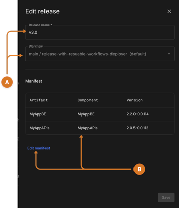 Figure 2. Edit release Release details