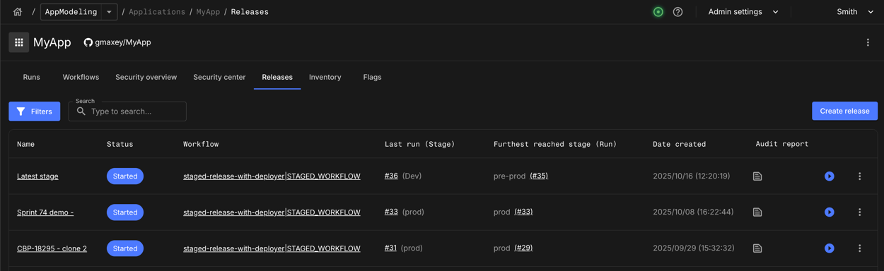 Release details page