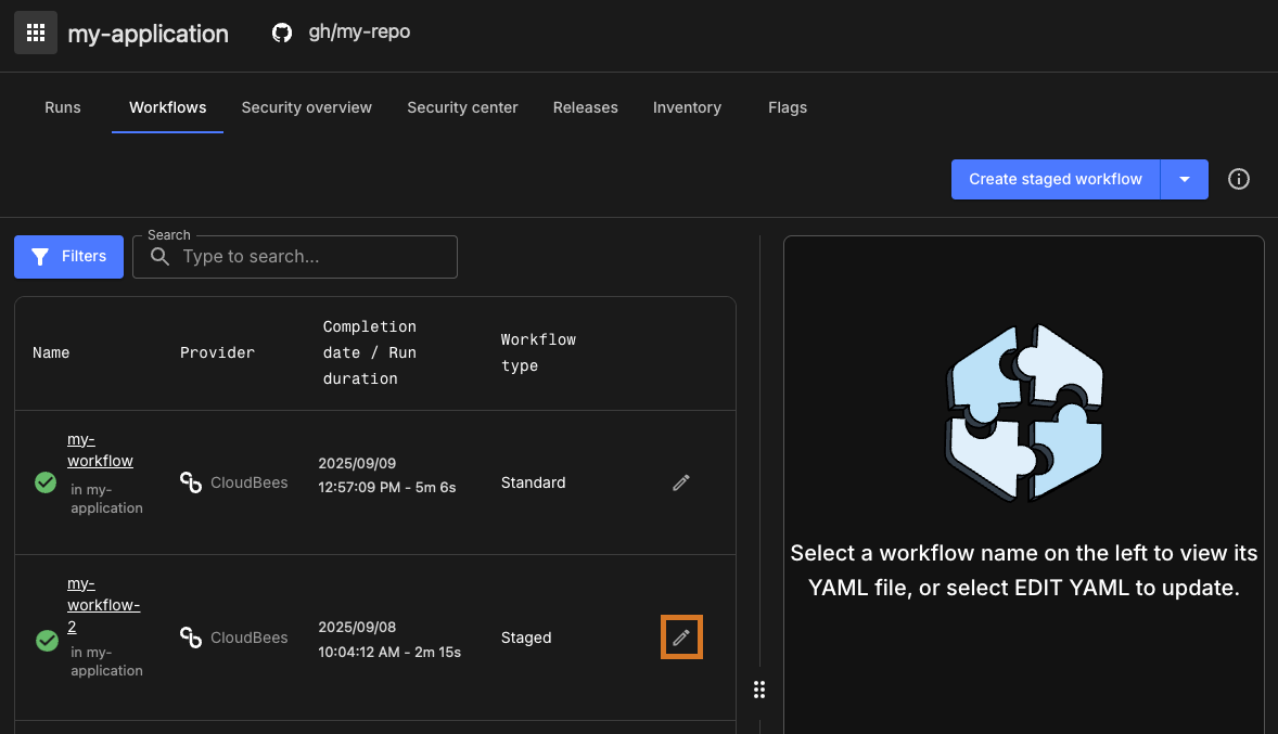 Update a staged workflow