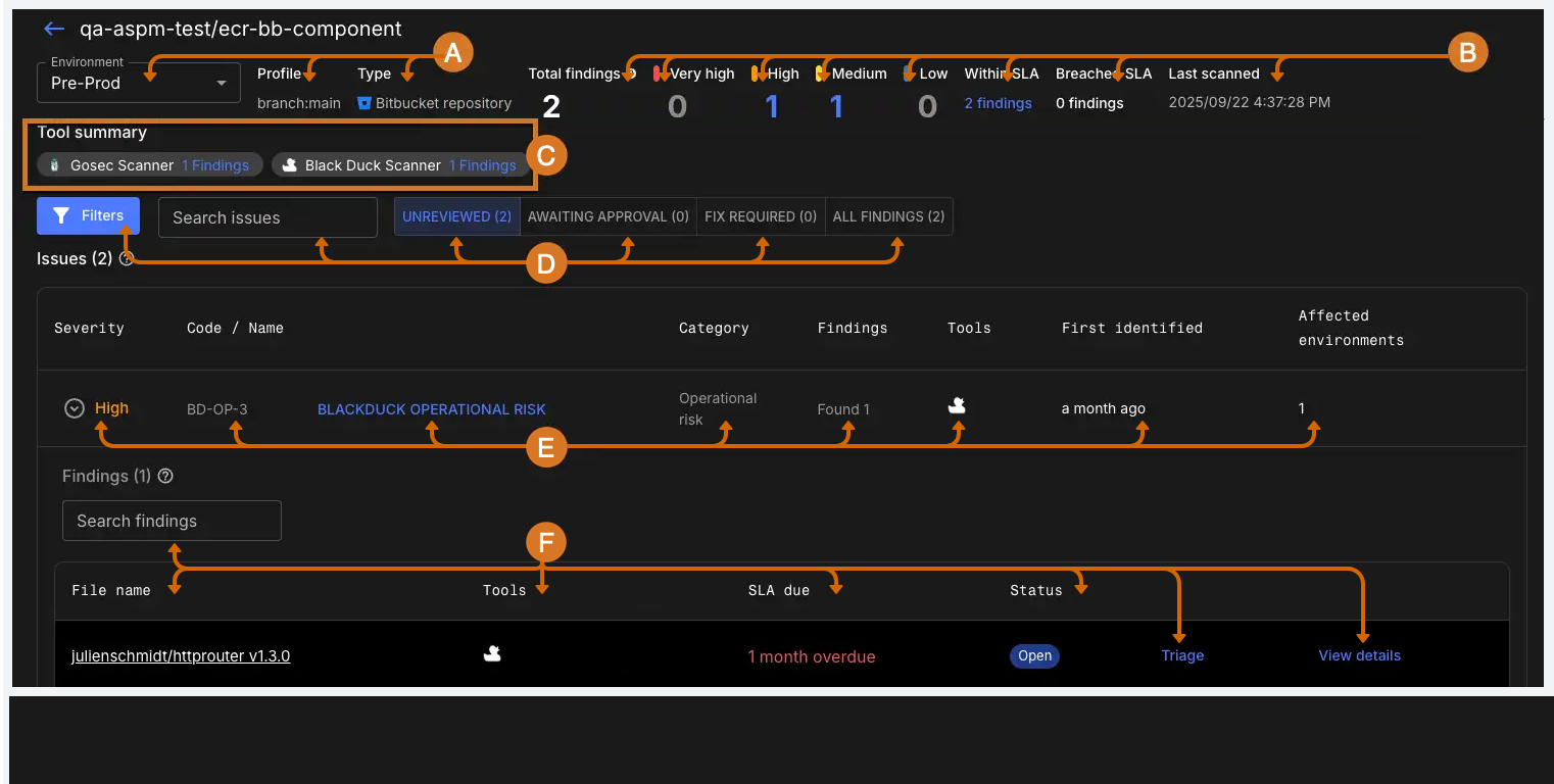 Detailed asset security information
