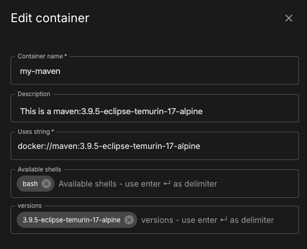 Add Maven container