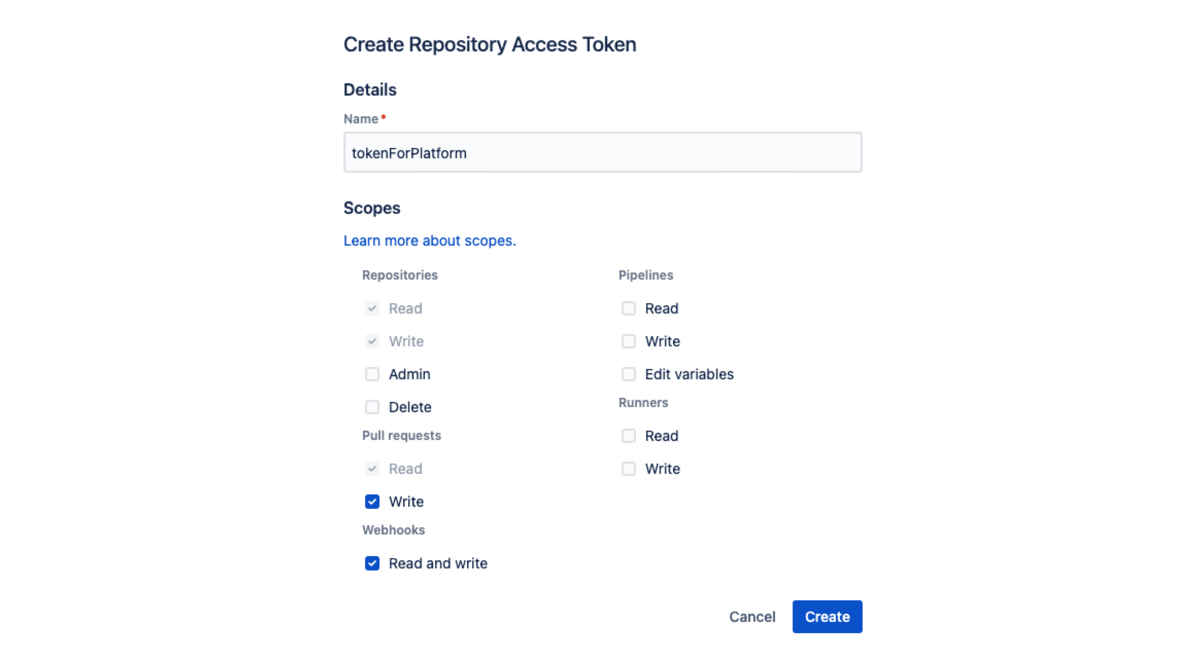 Create repository access token