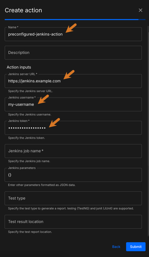Pre-populate Jenkins action inputs