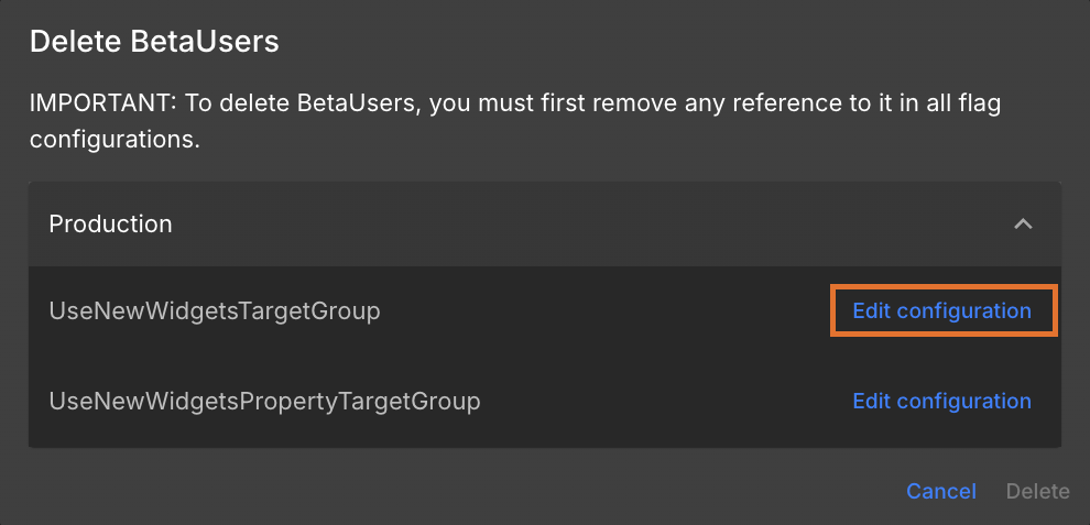 Remove target group