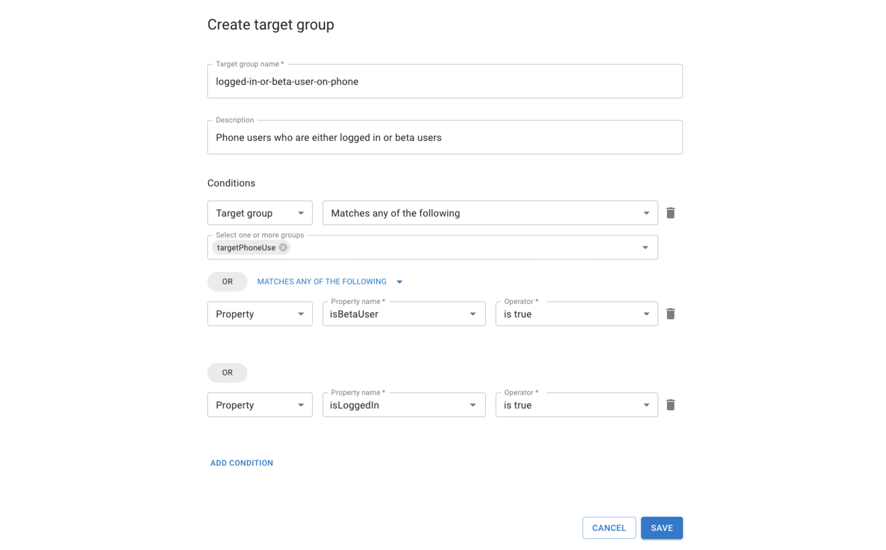 Example target group