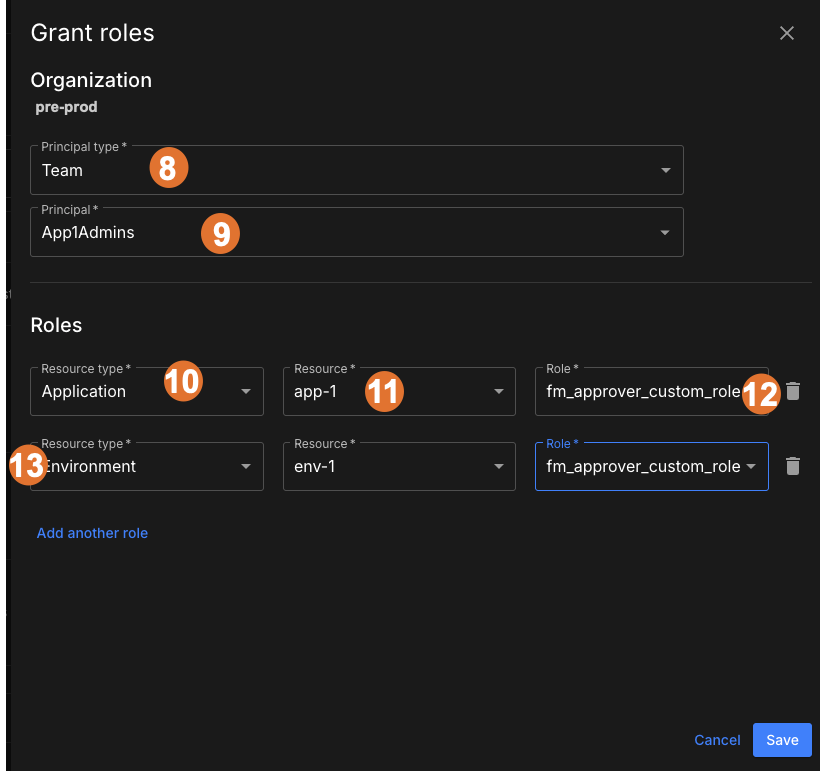 Grant role to a teams