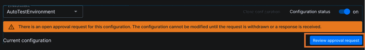 Open the approval request dialog
