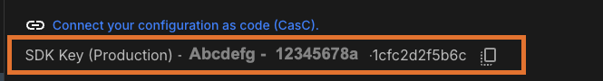 SDK key and copy button