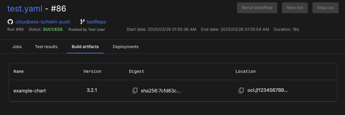 Figure 1. Artifact information in Run details Build artifacts Artifact details