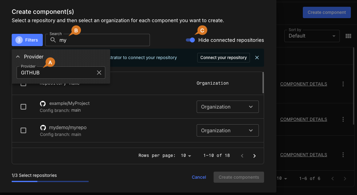 Filter repositories