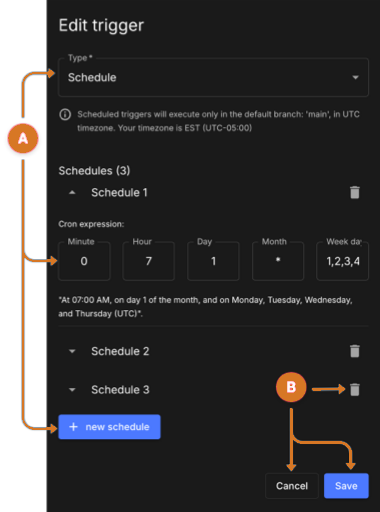 Edit schedule trigger