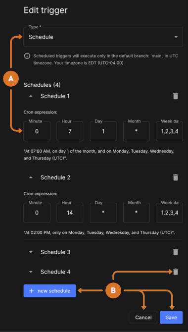 Edit schedule trigger