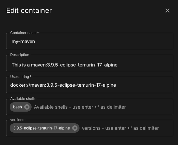 Figure 1. Creating a Maven container image. Add Maven container