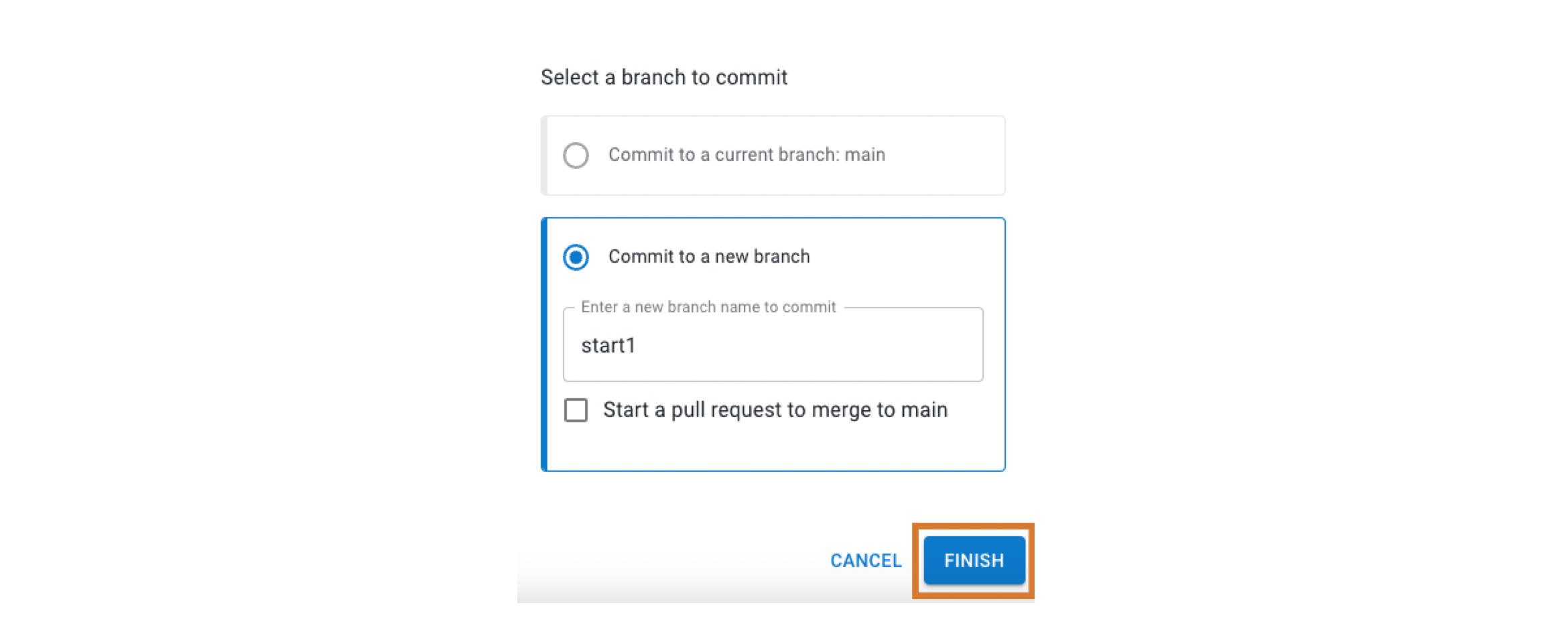 Commit to new branch