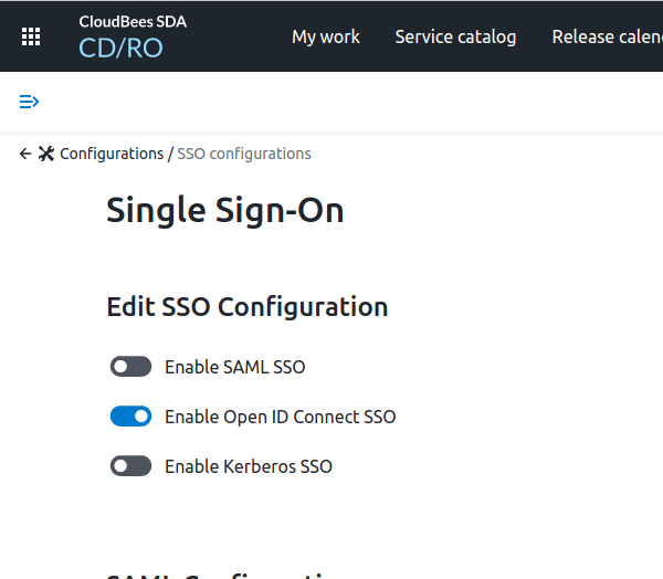 Select SSO configuration