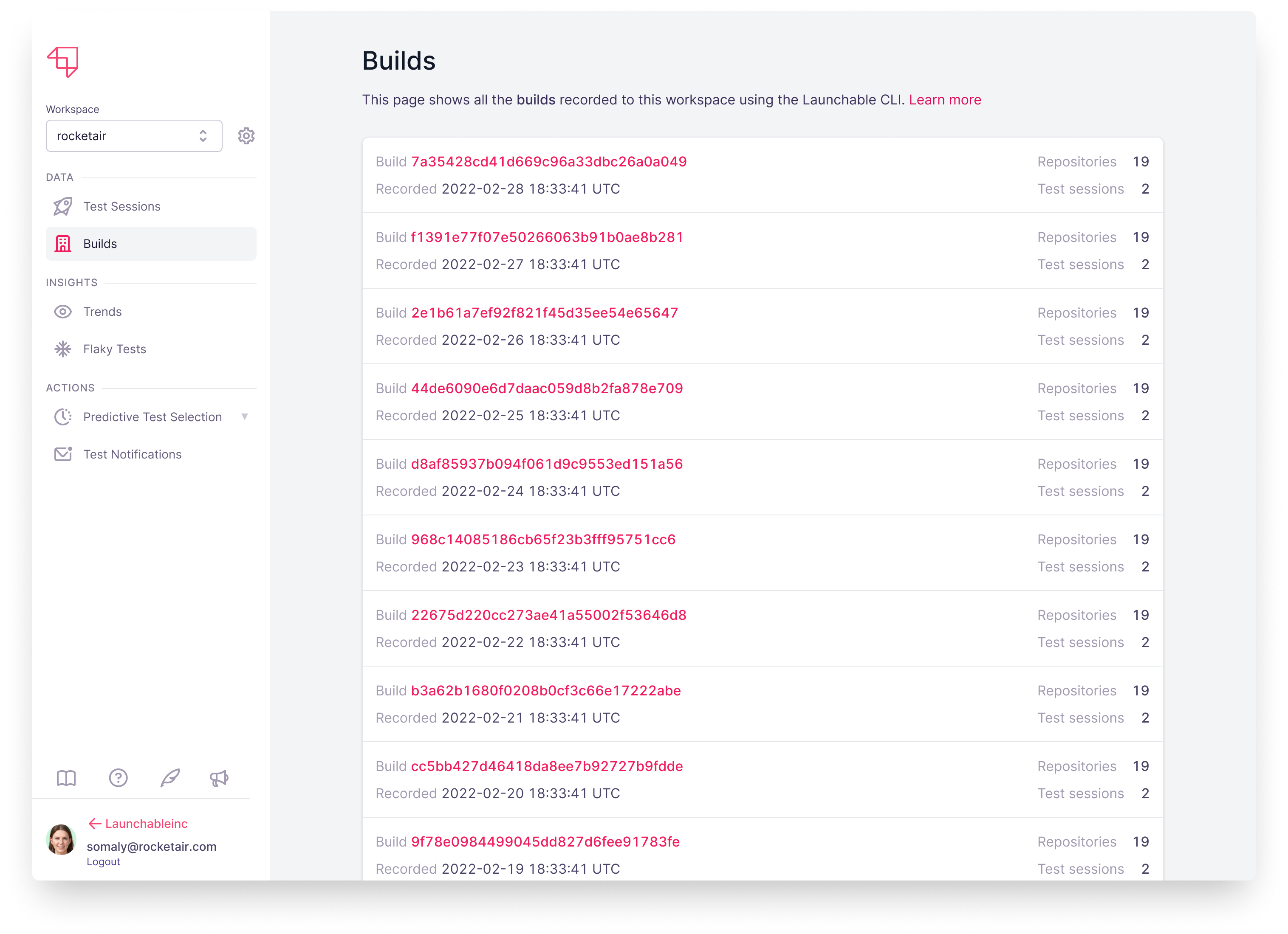 smart tests builds interface v1png